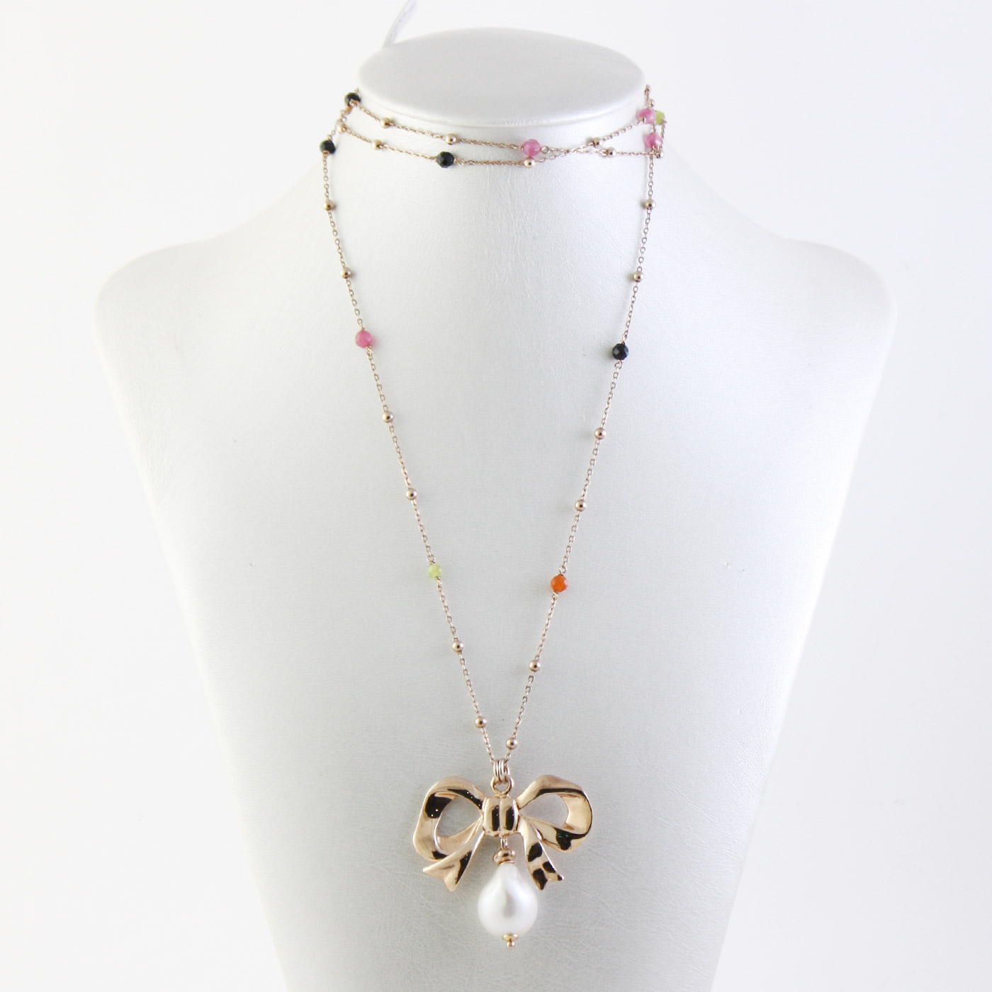 Collana Natalizia Con Piuma, Fiocco Di Neve E Perla – Accessorio Elegante Per Le Feste, Bianca E Raffinata - 2